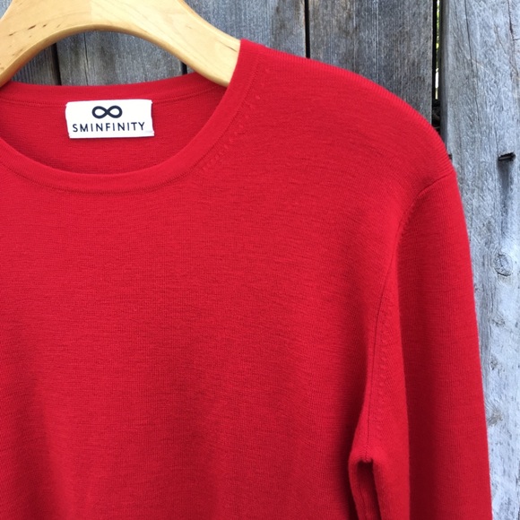 Sminfinity 100% Merino Wool Crewneck Sweater Red L - Picture 5 of 11